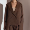 Chocolate Brown Pinstripe Boxy Blazer